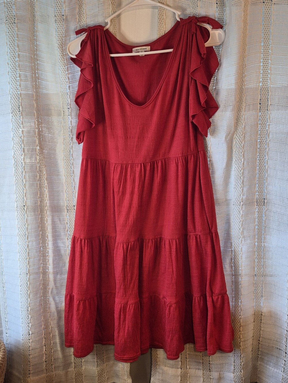 Max studio tiered dress burnt orange size large